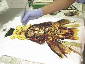 A T-shirt being painted by a participant of the Molecular Murals competition (POOJA NATHAN)